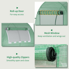 Polytunnel Greenhouse for Garden W/ Mesh Window and Steel Frame, 1.8 x 1.8 x 2 m