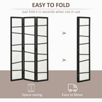 Folding Room Divider 3 Panel Privacy Screen Protector with Wooden Frame