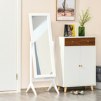 Tall Freestanding Dressing Mirror with Adjustable Tilt White