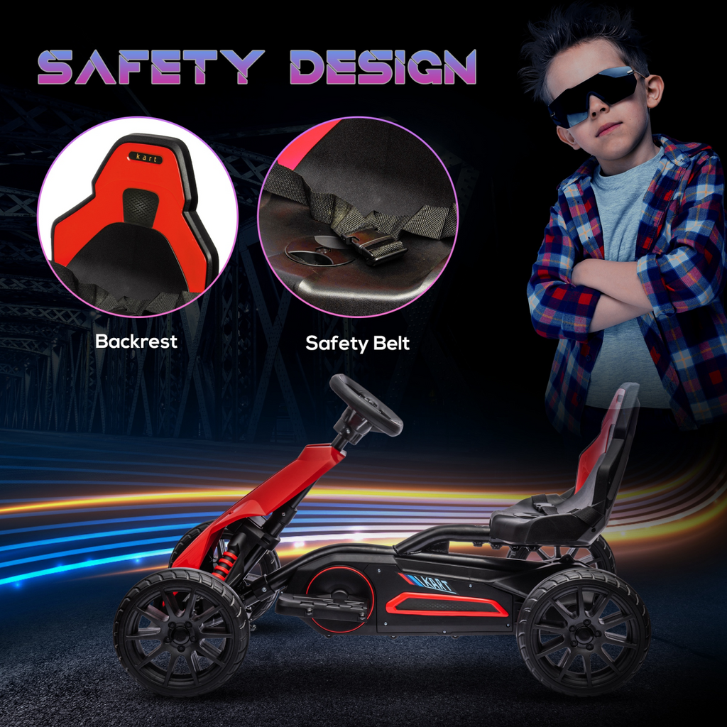 12V Electric Go Kart with Forward Reversing 2 Speeds for 3-8 Yrs - Red