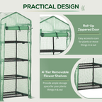Mini Greenhouse 4-Tier Portable Plant House Shed w/ PE Cover, Green Outsunny