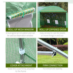 4x3x2m Tunnel Greenhouse Walk-In Hot House Roll Up Door & 6 Windows-Green