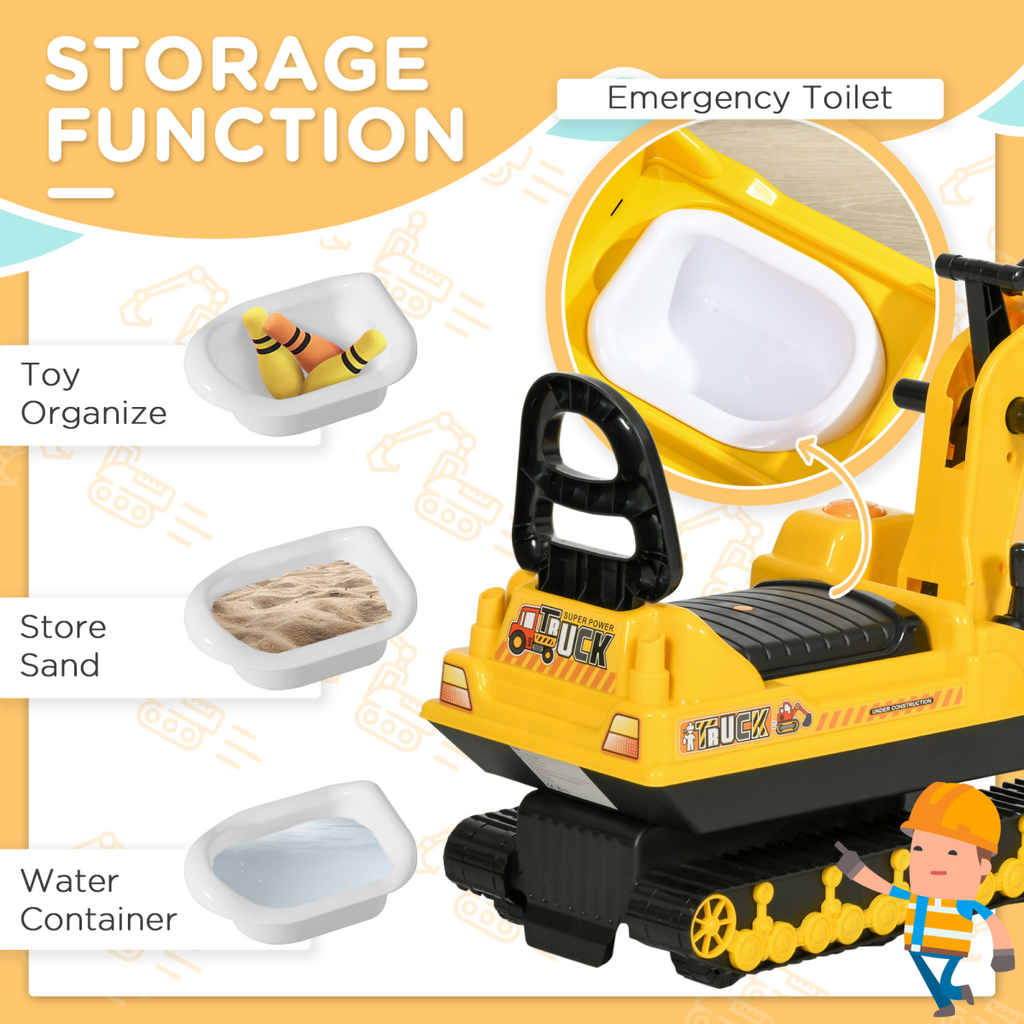 Ride On Excavator Toy Tractors Digger Movable Walker Construction Truck