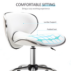 Office Chair Beauty Salon Rolling Technician Stool Chair Low Back White HOMCOM