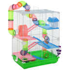 5 Tier Hamster Cage Carrier Habitat Small Animal House with Exercise Wheels Tunnel