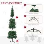 6.5FT Artificial Slim Christmas Tree Holiday Home Decor with Pine Cones