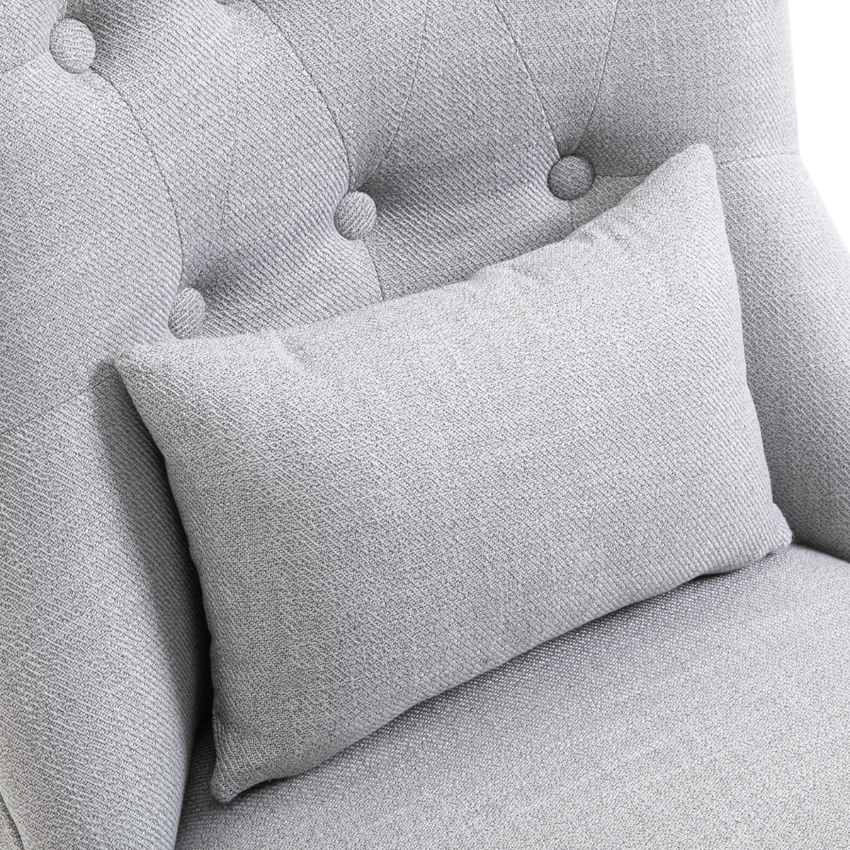 Fabric Single Sofa Dining Chair Upholstered W/ Pillow Solid Wood Leg Living Room