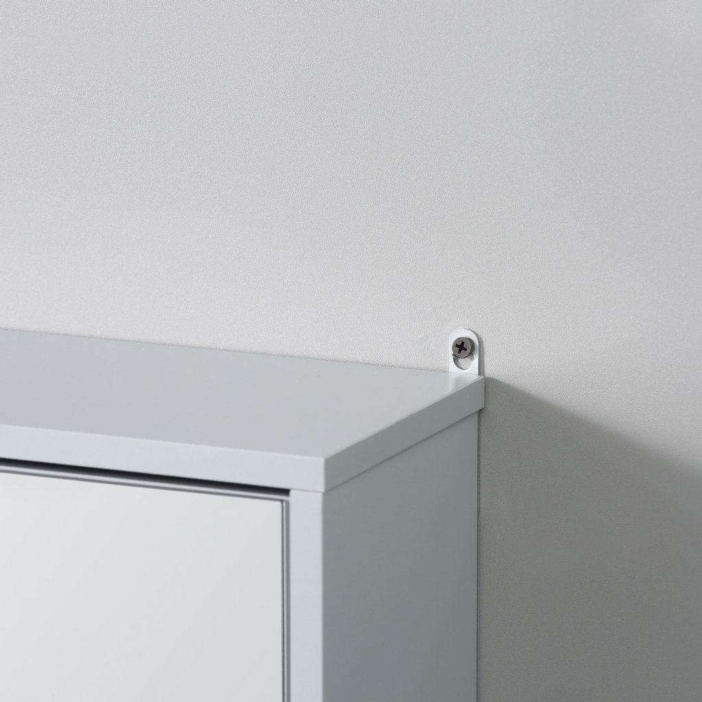 Wall Mounted Mirror Cabinet with Storage Shelf Bathroom Cupboard Grey
