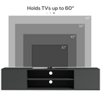 Floating TV Unit for 60" TVs W/ Shelves and Cabinets, Grey