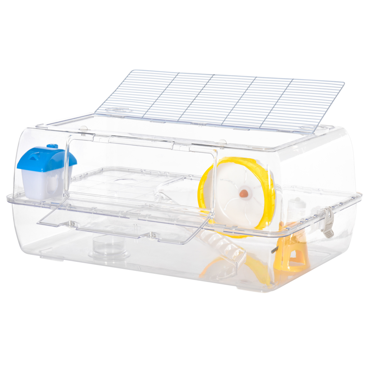 Portable 2 Storey Hamster Cage with Running Wheel Drinker Feeding Bowl Pawhut
