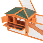Rabbit Hutch and Run Outdoor Sliding Tray Hay Rack Ramp, 156x58x68 cm Pawhut