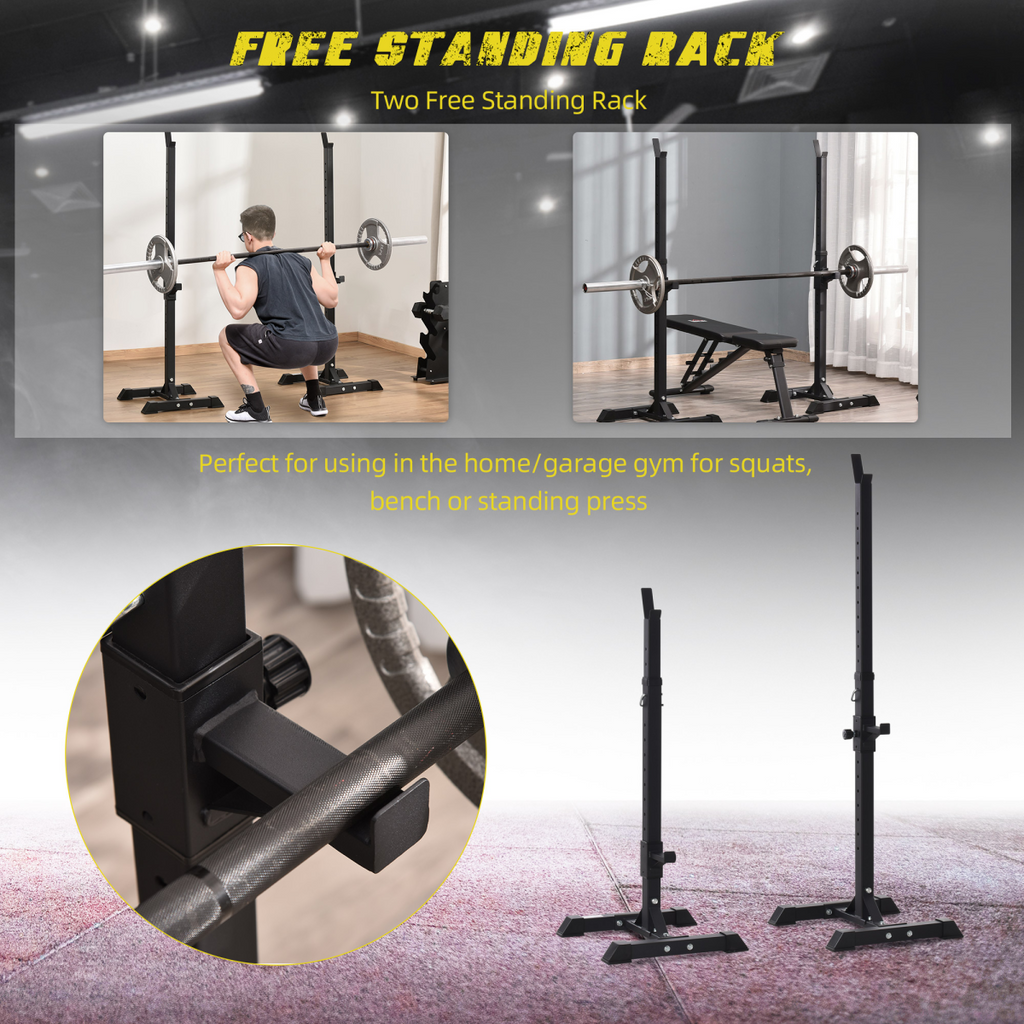 Power Rack Weight Stand Bar Barbell Squat Stand Spotter Home GYM HOMCOM