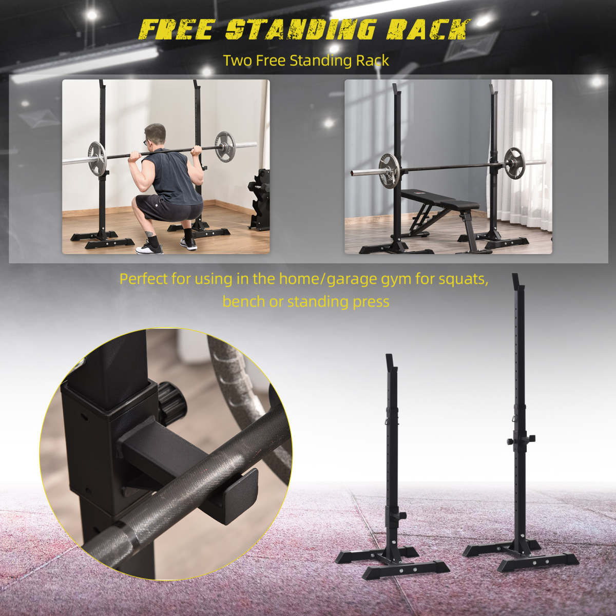 Power Rack Weight Stand Bar Barbell Squat Stand Spotter Home GYM HOMCOM