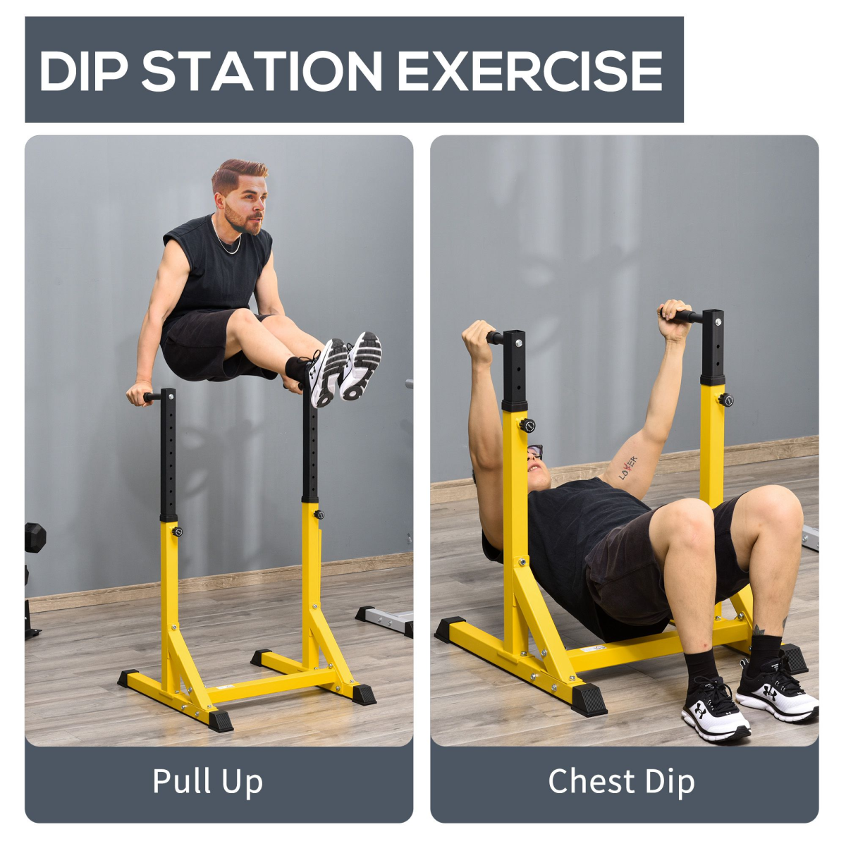 Dip Station Chin Up Parallel Bars Pull Up Power Tower Home Gym Workout
