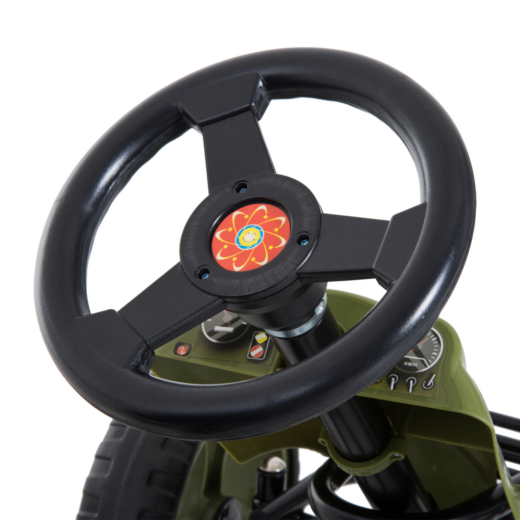 Pedal Go Kart Ride On Racer Hand Brake EVA Tyre Adjsuatble Seat Green