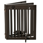 Freestanding Pet Gate 4 Panel Folding Wooden Dog Barrier with Support Feet