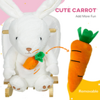 Kids Rabbit-Shaped Rocking Horse with Realistic Sounds Safety Belt White