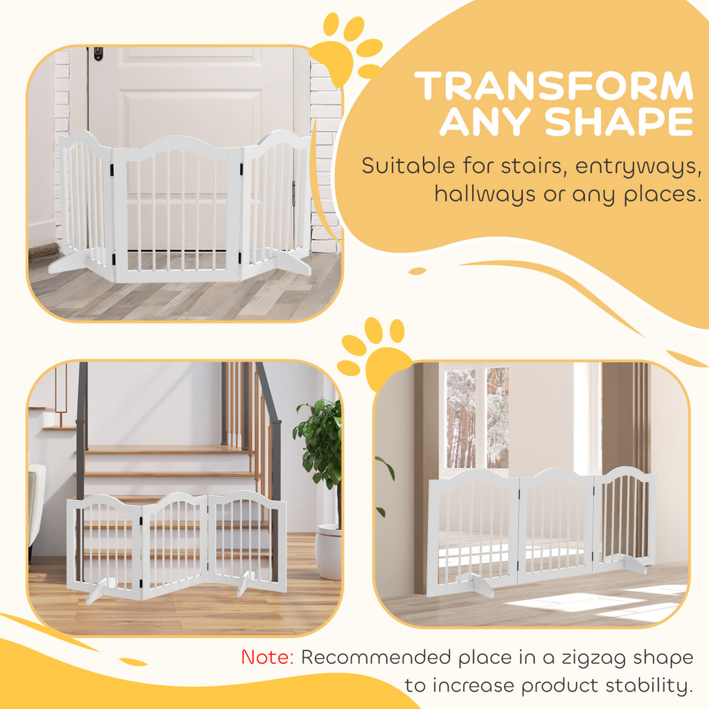Three-Panel Freestanding Wooden Dog Gate with Support Feet