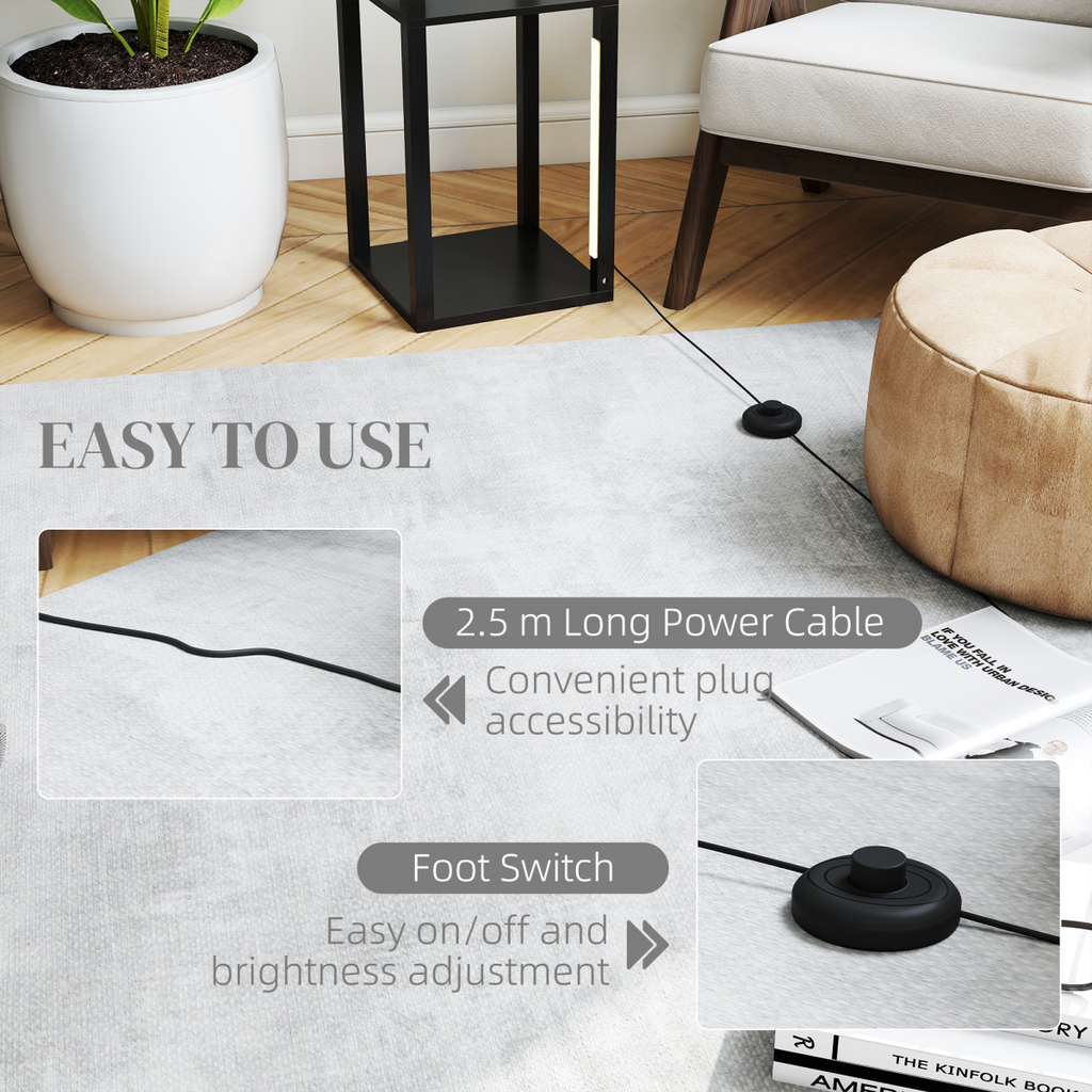 Floor Lamp for Living Room, Standing Lamp with Foot Switch, Black