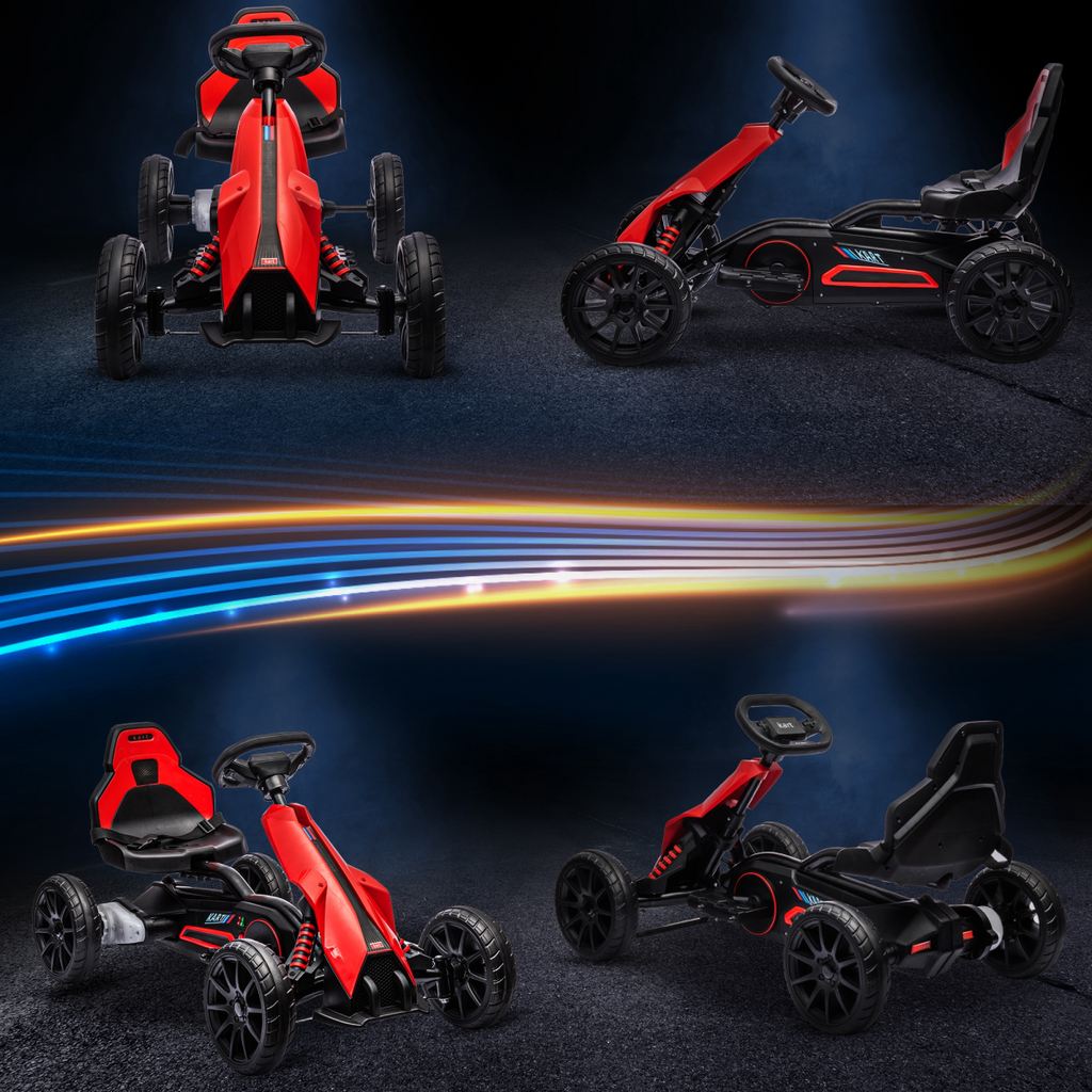12V Electric Go Kart with Forward Reversing 2 Speeds for 3-8 Yrs - Red