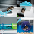 Five-Level Hamster Cage with Tubes, Water Bottle, Exercise Wheel, Ramps - Blue