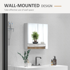 kleankin Wall Mounted Bathroom Storage Cupboard with Mirror and Shelf, White