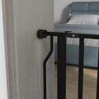 PawHut Dog Gate Wide Stair Gate w/ Door Pressure Fit, 75-85W cm, Black