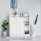 Shoe Storage Cabinet Home 2 Doors with Adjustable 4 Shelves White