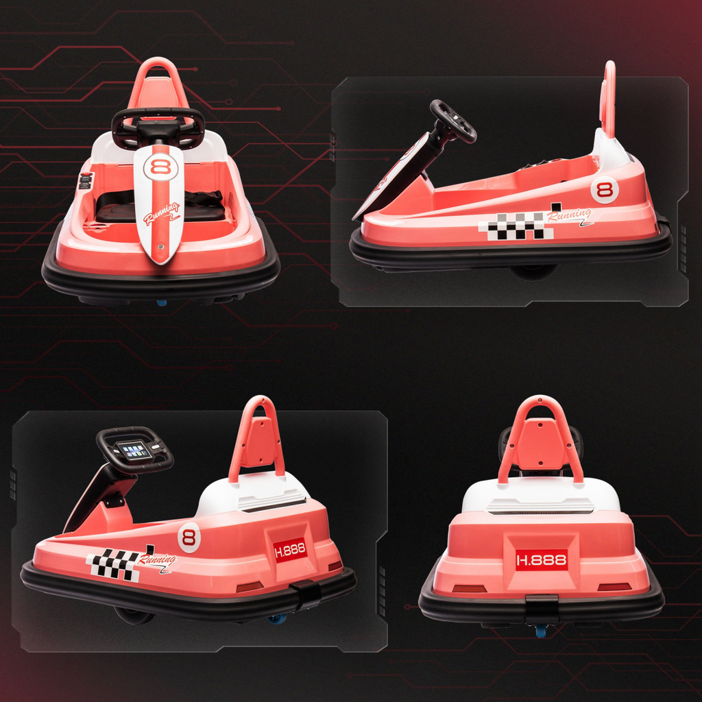 HOMCOM 6V Kids Bumper Car, 360-Degree Rotation Waltzer Car w/ 2 Speeds - Pink