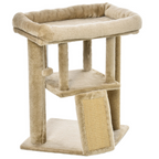 Cat Tree Tower W/ Jute Scratching Pad, Toy Ball, Cat House 66x38x88 cm - Coffee