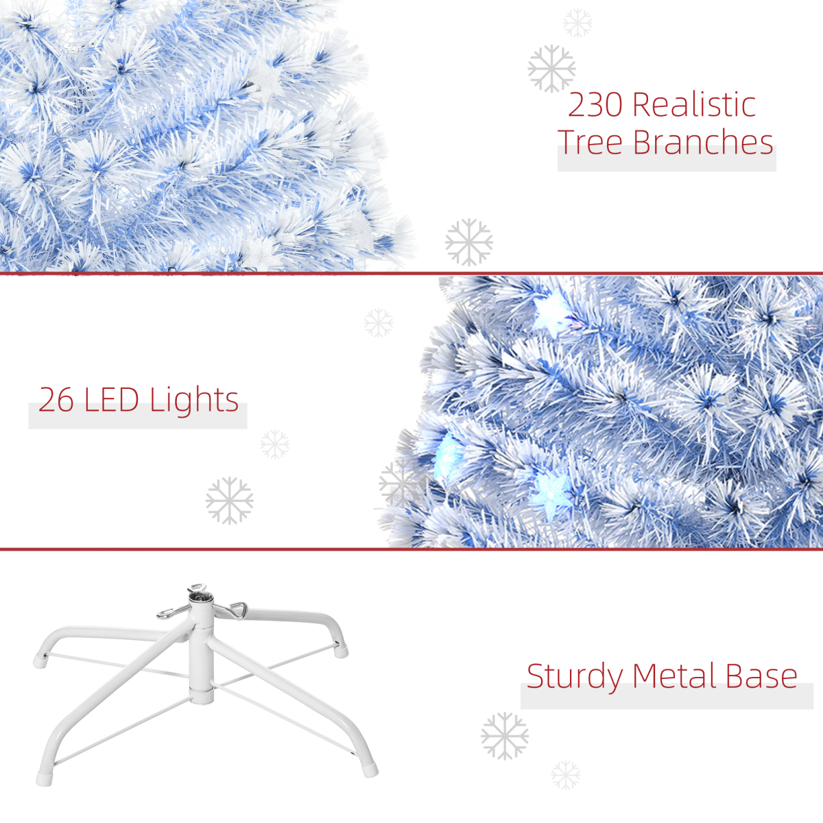 Artificial Fibre Optic Christmas Tree Seasonal Decoration w/ 26 LED HOMCOM
