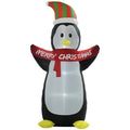 8ft Inflatable Penguin & Christmas Banner Decoration Inner LED Lights