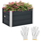 Raised Garden Bed, Elevated Planter Box & Gloves, Grey