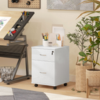 Pedestal Office Mobile Filing Cabinet 2 Drawer White