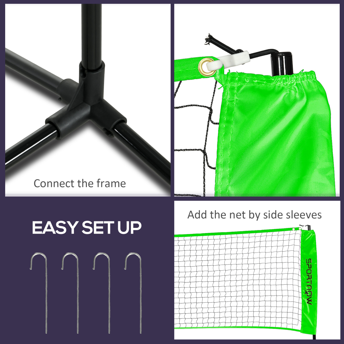 SPORTNOW Badminton Net Set, Height Adjustable Net for Pickleball, Volleyball
