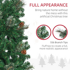 6.5FT Artificial Slim Christmas Tree Holiday Home Decor with Pine Cones