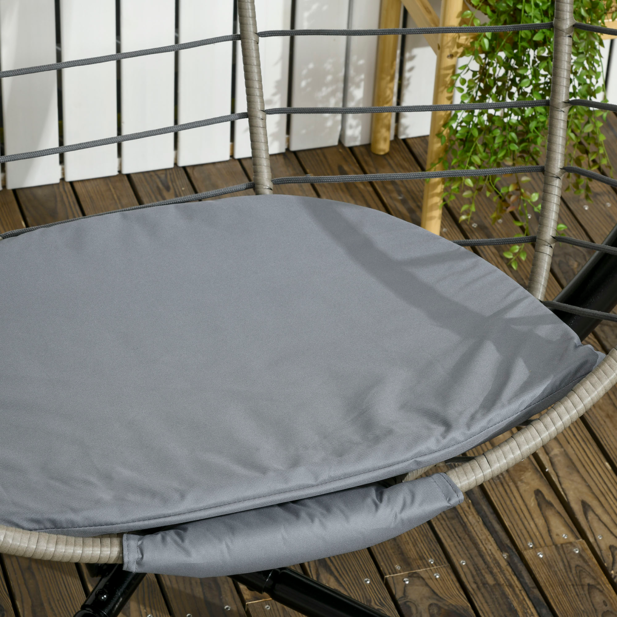 Outsunny PE Rattan Hanging Swing Chair with Stand & Cup Holder, Grey