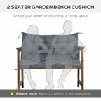 2 Seater Garden Bench Cushion Outdoor Seat Pad with Ties Dark Grey