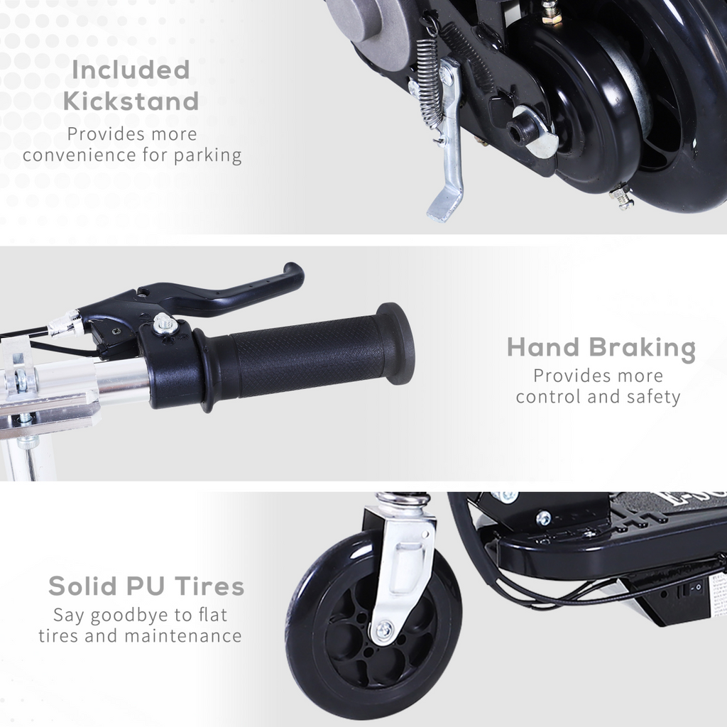 Kids Foldable Electric Powered Scooter 120W Toy Brake Kickstand Black HOMCOM