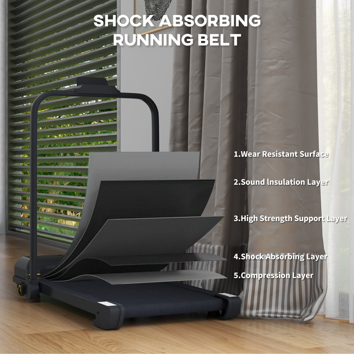 HOMCOM 2.5HP Folding Treadmill Walking Pad with Remote Control, 1-10KM/H