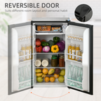 91L Freestanding Under Counter Fridge with Chiller Box Reversible Door Black
