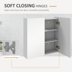 kleankin Wall Mounted Bathroom Storage Cupboard with Mirror and Shelf, White
