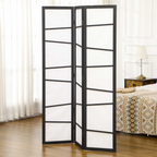Folding Room Divider 3 Panel Privacy Screen Protector with Wooden Frame