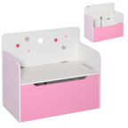 Kids Wooden Toy Box Children Storage Chest Bench Organiser Bedroom Pink