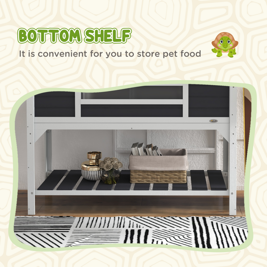 PawHut Tortoise House with Adjustable Lamp Holder, Openable Lid, Dual Main Houses