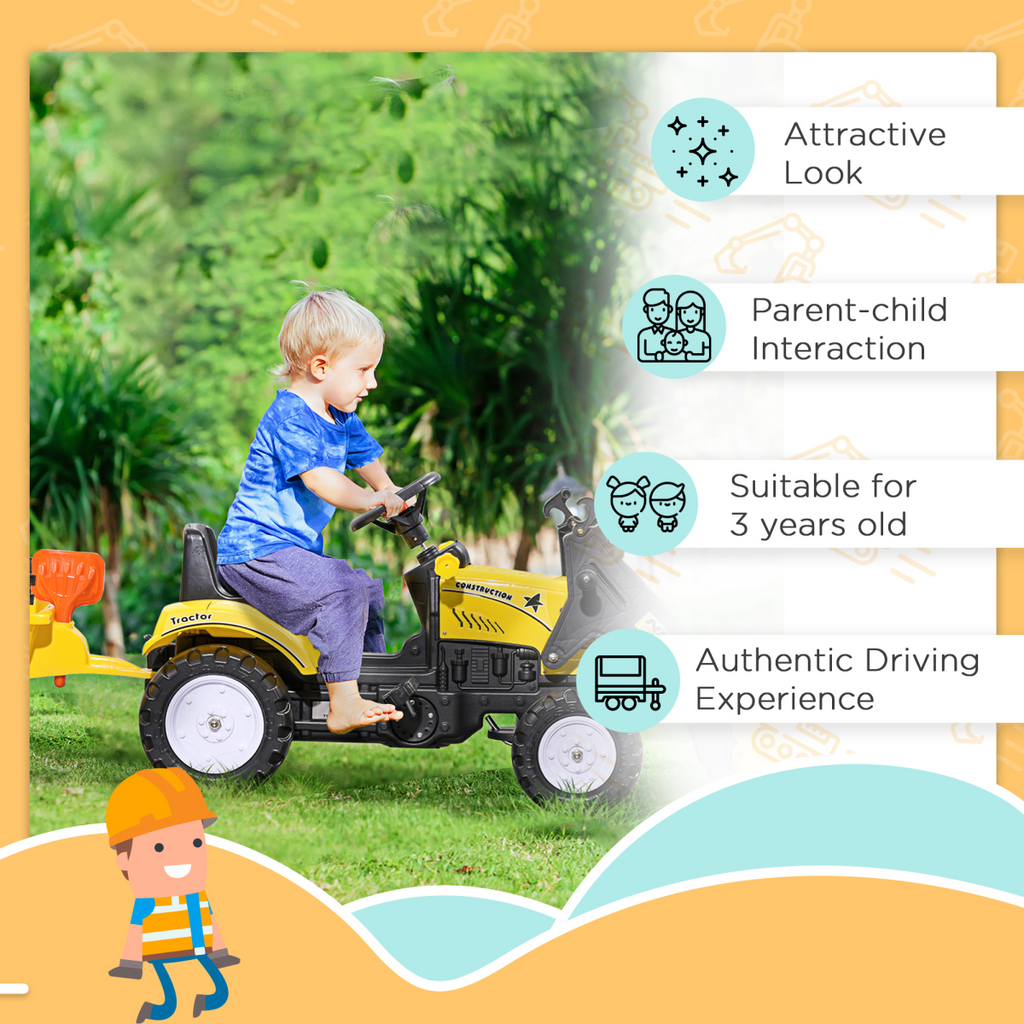 Pedal Go Kart Ride on Excavator Wheels Tyres Kids Children -Yellow