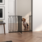 PawHut Dog Gate Wide Stair Gate with Door Pressure Fit, 75-115W cm, Black