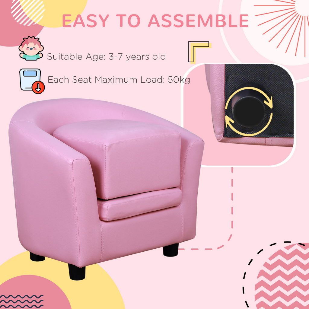 Kids Mini Sofa Children Armchair with Ottoman for Bedroom Playroom Pink
