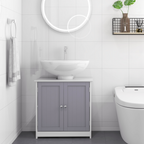 kleankin 60x60cm Under-Sink Storage Cabinet with Adjustable Shelf Grey White