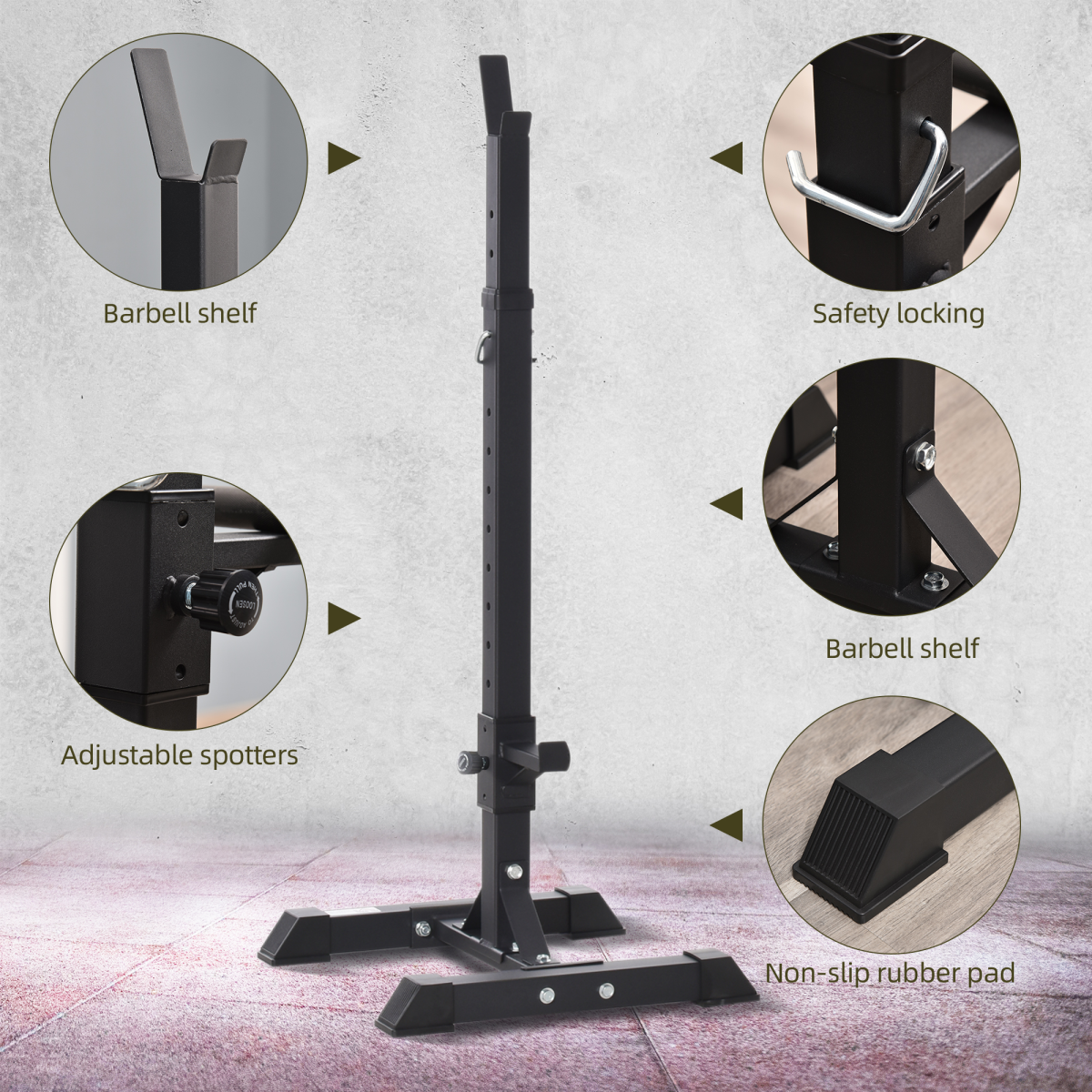 Power Rack Weight Stand Bar Barbell Squat Stand Spotter Home GYM HOMCOM